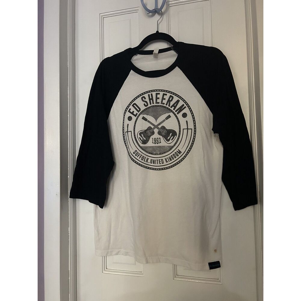 Ed Sheeran Official Merchandise Tour Baseball 3/4 Sleeve SMALL STAIN Size L